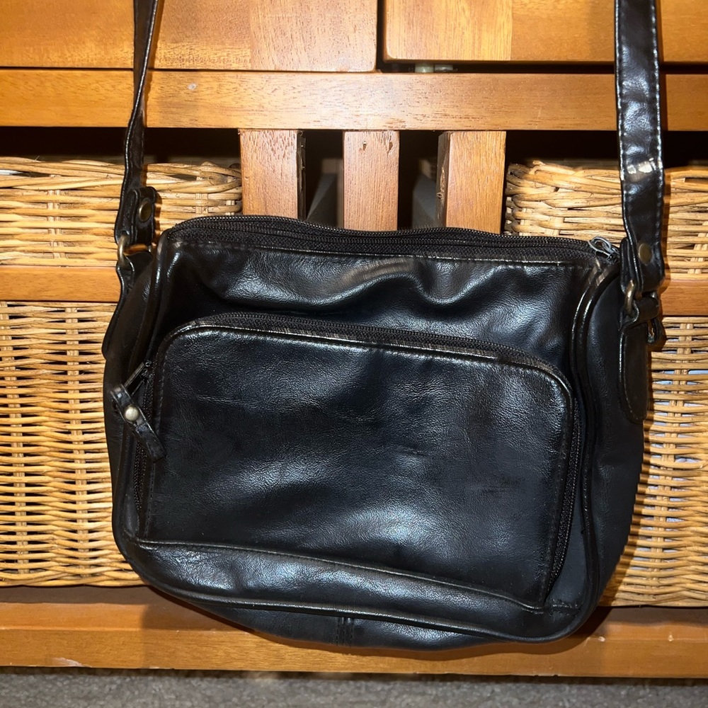 Vintage Small Black Leather Shoulder Bag